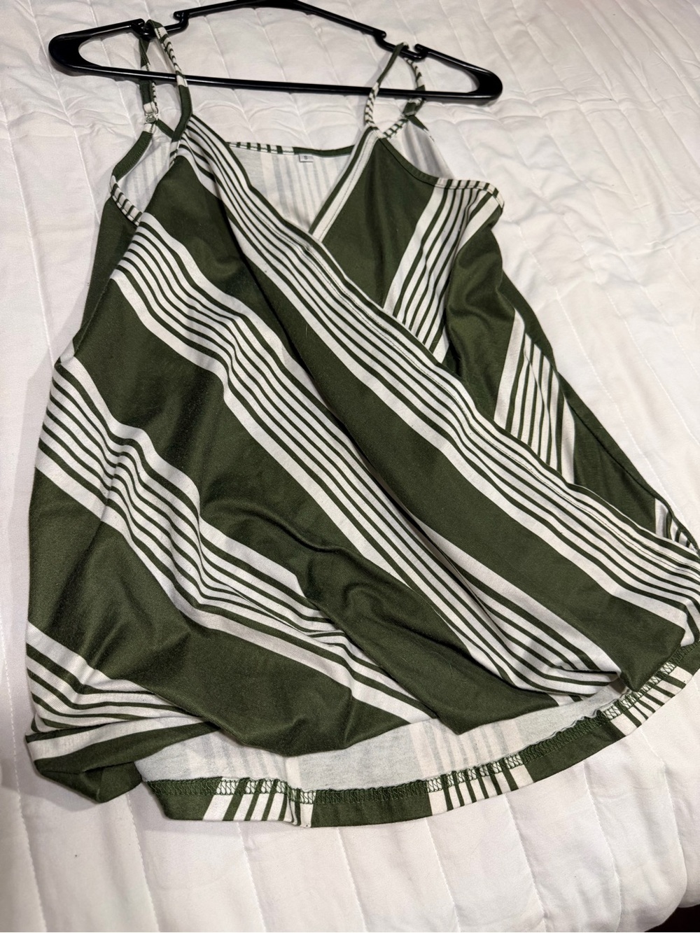 Olive Green Striped Spaghetti Strap Cami